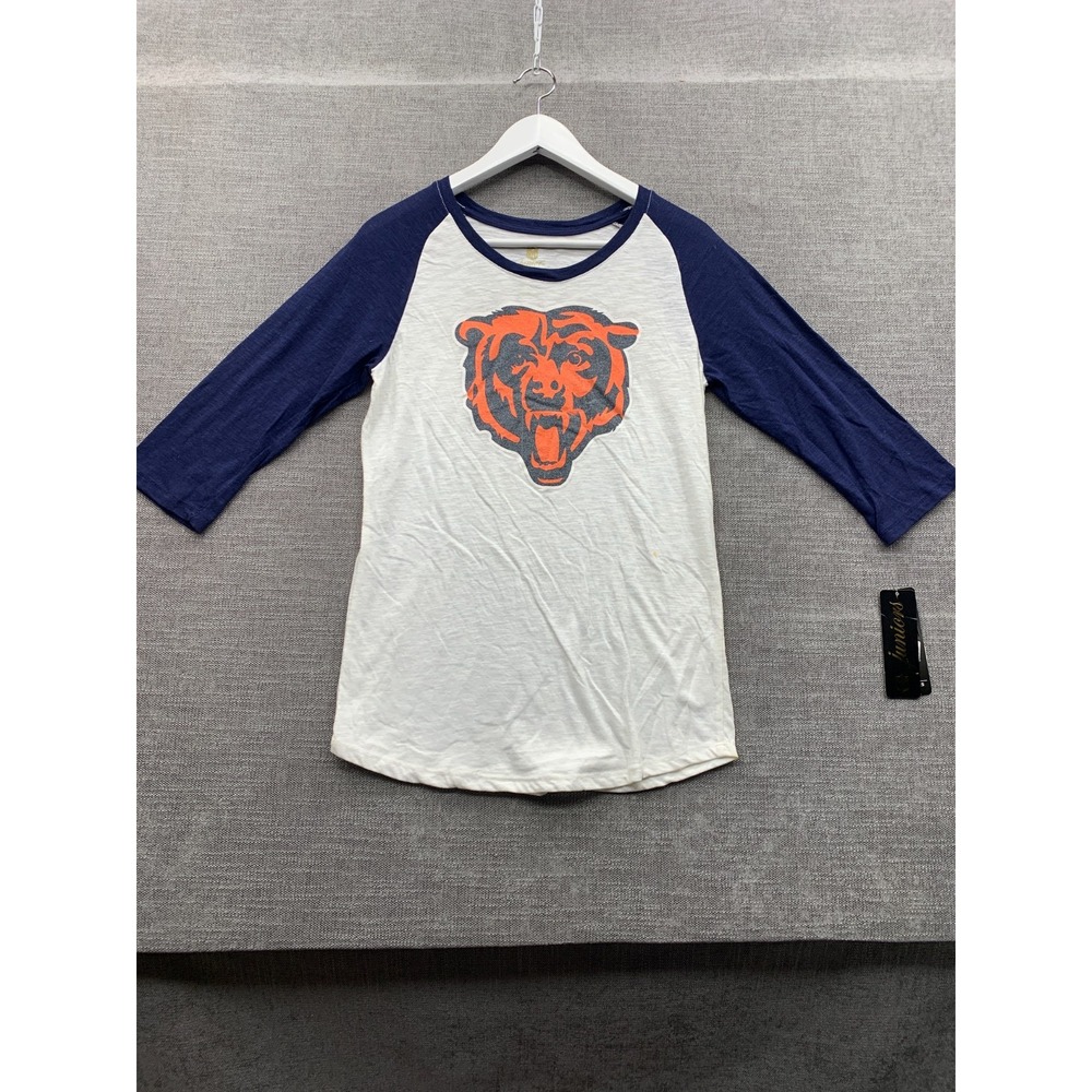 Juniors Collection Chicago Bears NFL Shirt Girls L 11/13 Gray Blue Raglan Sleeve
